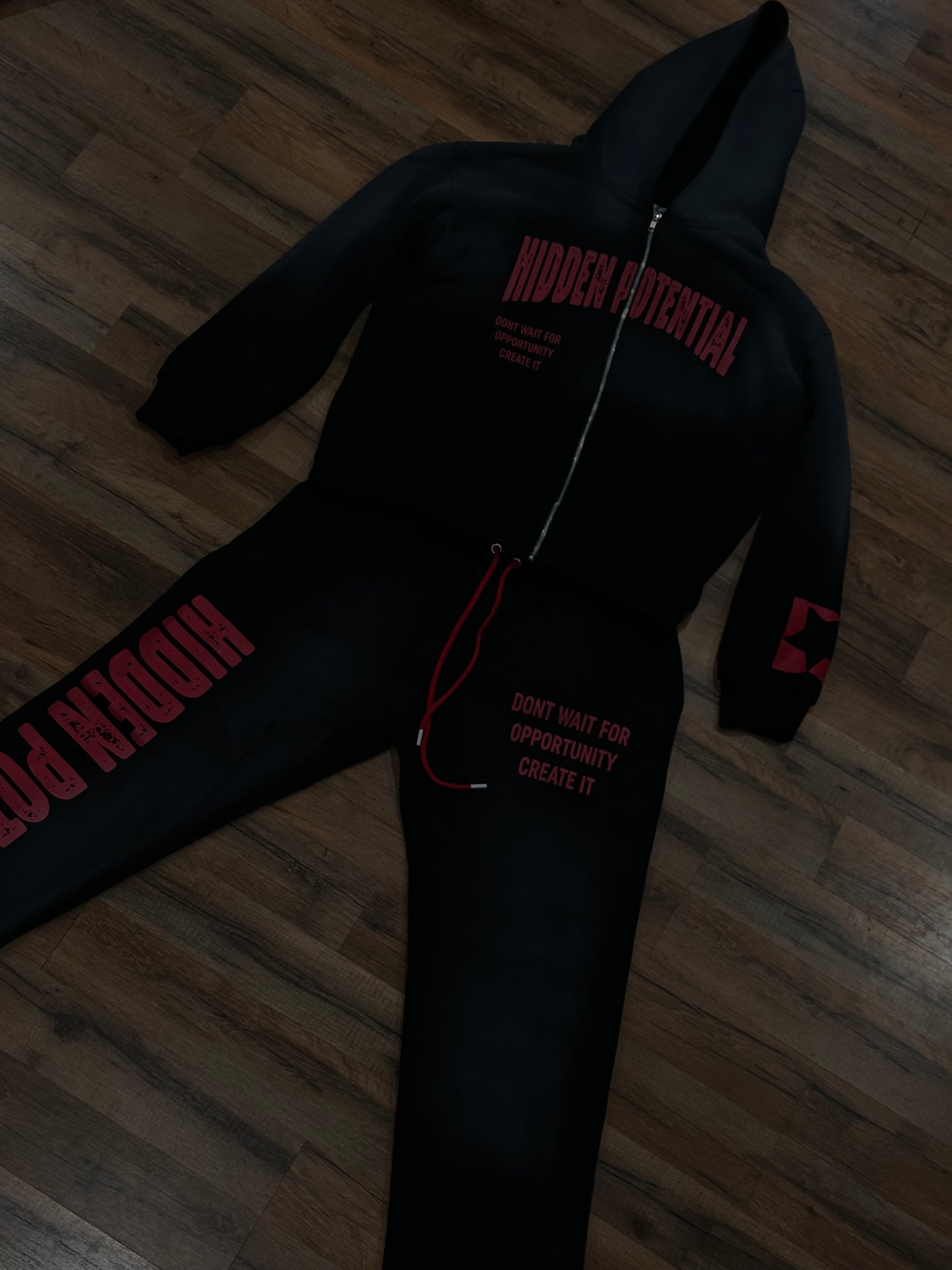 Black and red tracksuit